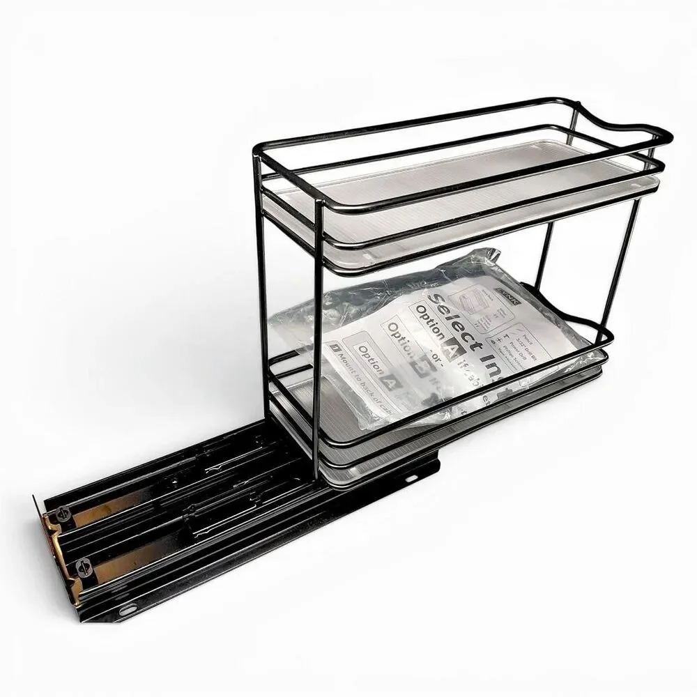 Lynk 2-Tier Spice Rack Organizer Black Metal Kitchen Cabinet Counter Shelf